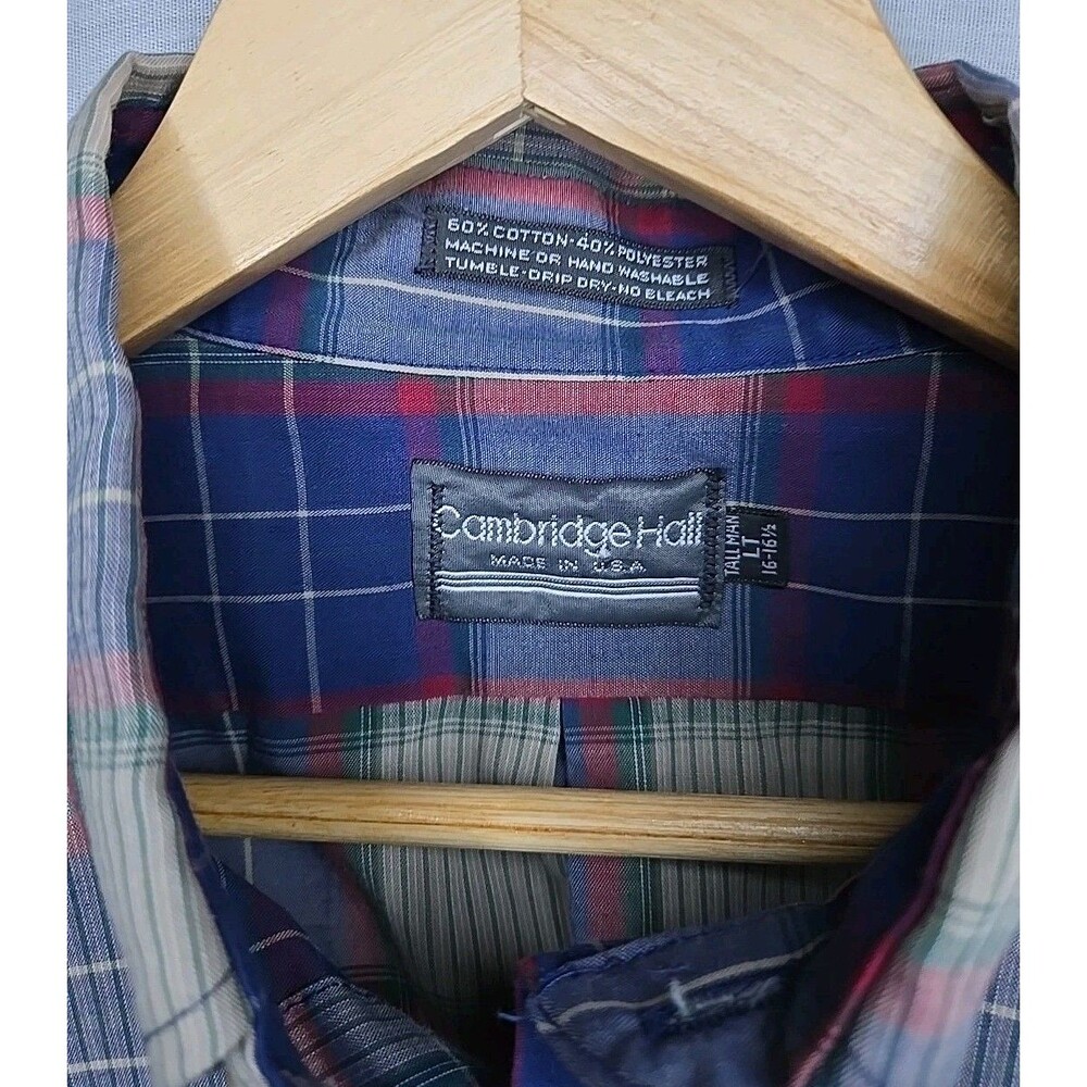 Cambridge Hall Short Sleeve Button Shirt Plaid, Men's Sz Lg Tall, USA Made - Picture 8 of 8